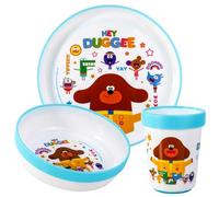 Hey Duggee - Vajillas Infantiles, Juego de 3 Vajillas Reutilizables Bicolor para Niños, Platos y Vasos, sin BPA