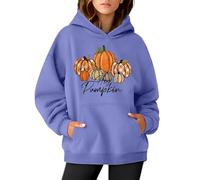 Hey Dumpkin - Sudadera con capucha de manga larga con bolsillo para mujer, disfraz de Halloween, azul claro, S