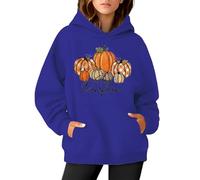 Hey Dumpkin - Sudadera con capucha de manga larga con bolsillo para mujer, disfraz de Halloween, azul, S