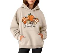 Hey Dumpkin - Sudadera con capucha de manga larga con bolsillo para mujer, disfraz de Halloween, beige, 3XL