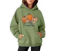 Hey Dumpkin - Sudadera con capucha de manga larga con bolsillo para mujer, disfraz de Halloween, verde, S