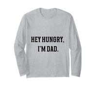 Hey Hungry I'm Dad Funny Dad Joke Humor Minimal Retro Cita Manga Larga