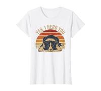 Hey I Herd You Divertido Border Collie Vintage Sunset Dog Camiseta gráfica económica, Mujer, Blanco, XS