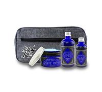 HEY JOE - Shaving Survival KIT Deluxe | Pack de afeitado que incluye: aceite pre-afeitado, crema de afeitar, after shave y neceser de regalo