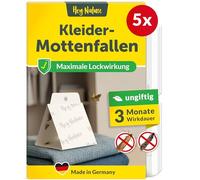 Hey Nature trampas antipolillas para ropa armario (5 unidades)Trampas para polillas sin insecticidas, alta atracción para la detección de infestaciones. Trampa adhesiva antipolillas ropa de monitoreo