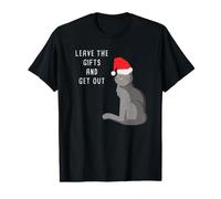 Hey Santa, Just Leave The Gifts & Get out - Christmas Cat Camiseta gráfica económica
