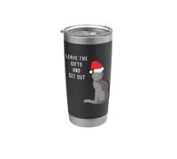 Hey Santa, Just Leave The Gifts & Get Out - Christmas Cat Vaso térmico de acero inoxidable de doble pared