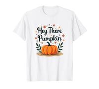 Hey There Calabaza Otoño Hojas Lindo Saludo Camiseta, Hombre, Blanco, S