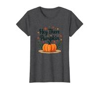 Hey There Calabaza Otoño Hojas Lindo Saludo Camiseta, Mujer, Jaspeado Oscuro, S