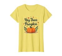 Hey There Calabaza Otoño Hojas Lindo Saludo Camiseta, Mujer, Limón, S