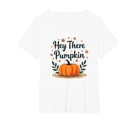 Hey There Calabaza Otoño Hojas Lindo Saludo Camiseta, Mujer Tallas Grandes, Blanco, 4XL Grande