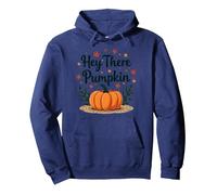 Hey There Calabaza Otoño Hojas Lindo Saludo Sudadera con Capucha, Unisex para Adultos, Azul Marino, S