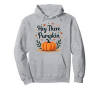 Hey There Calabaza Otoño Hojas Lindo Saludo Sudadera con Capucha, Unisex para Adultos, Gris Jaspeado, XL