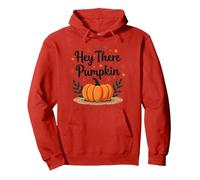 Hey There Calabaza Otoño Hojas Lindo Saludo Sudadera con Capucha, Unisex para Adultos, Rojo, S