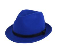 HEYANN Fedora Sombrero de fieltro de moda para hombre y mujer, de fieltro de lana, gorra de jazz, de ala corta, sombrero trilby con elegante sombrero panamá para mujer, Dark Sweetheart Blue-A, L