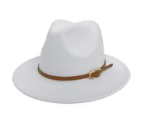 HEYANN Fedora Sombrero Hombre Hombre Sombrero de Fieltro Sombrero de Ala Ancho Hombre Sombrero Clásico Panamá Sombrero Mujer Fieltro Trilby Sombrero Hombre para Fiesta, Blanco, L