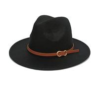 HEYANN Fedora Sombrero Hombre Hombre Sombrero de Fieltro Sombrero de Ala Ancho Hombre Sombrero Clásico Panamá Sombrero Mujer Fieltro Trilby Sombrero Hombre para Fiesta, Negro , L
