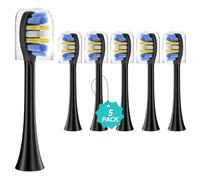 HEYAXA Combo de hilo dental de agua y cepillo de dientes eléctrico ultrasónico 2415WF, cabezales de cepillo de dientes de repuesto, 5 unidades, color negro