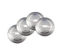 HEYCE 4 x 65 mm Logo Rueda Centro Cubierta Insignia Logo Pegatinas Adecuado para O-Pel, 3D Rueda Centro tapacubos Coche Logo Pegatinas,Silver