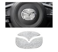 HEYCE para Mazda 3 Accesorios 2 5 6 CX3 CX4 CX5 C X7 CX9 Volante Ostentoso Logo Pegatina Diamante Coche Diamantes de Imitación Plata