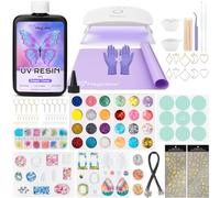HeyClear Kit de Resina UV con Lámpara UV - 250g Resina UV Transparente, Dura, Premezclada y de Polimerización Rápida, Kit Inicial de Adhesivo UV para Joyería Hecha a Mano y Manualidades