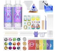 HeyClear Kit Resina Epoxi Manualidades Completo con Moldes, 437mL Epoxy Resin Transparente para Coulage en Resina, Creación de Joyas y Figuras de Resina