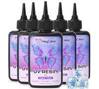 HeyClear Resina UV Transparente 500g，UV Resin Kit Dura, de Bajo Olor, Premezclada y de Curado Rápido - Para Joyería, Manualidades DIY y Recubrimientos