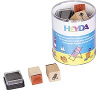 Heyda 204888490 Heyda 204888490 - Caja de sellos (vacaciones), tamaño: 1,5 x 1,5 cm, 15 sellos de madera