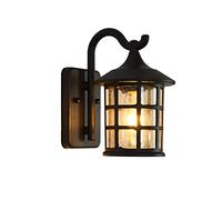 HEYDGBBZ Lámpara de Pilar for jardín Exterior, Farol Pared con Aspecto Retro buzón, Aplique Aluminio Fundido a presión, Cristal Burbujas(Black)