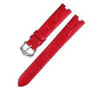 HEYDGBBZ Relojes de cuero para hombres y mujeres 1 Uds. Correa de reloj de cuero genuino a la moda compatible con interfaz cóncavo-convexa correa de reloj de cuero for mujer(Red Silver)