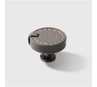 HEYDGBBZ Tiradores de latón antiguo para cajones, pomos para armarios y cajones, tiradores de cuero para muebles, armarios, dormitorios, cajones, armarios, tiradores pequeños.(Round Grey)