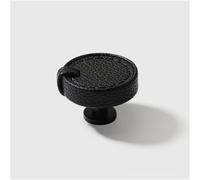 HEYDGBBZ Tiradores de latón antiguo para cajones, pomos para armarios y cajones, tiradores de cuero para muebles, armarios, dormitorios, cajones, armarios, tiradores pequeños.(Round Black)