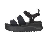Hey Dude 43198 Delray Buckle Classic Black Sandalias para Mujer de Tela Negro Cuña Alta, Negro , 38 EU