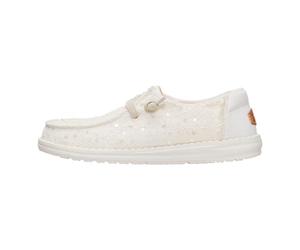 HEYDUDE Infant LILDUDE - Jersey elástico sin cordones | Zapatos de bebé ligeros y cómodos | Cordones elásticos fáciles de poner, Marfil, 42 EU