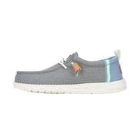 HEYDUDE Wally Craft Linen Monument Grey/Faded Denim Talla 13, zapatos para hombre, mocasines sin cordones, cómodos y ligeros