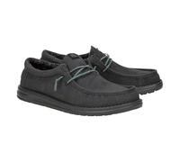 HEYDUDE Wally Washed Canvas - Zapatos para hombre, mocasines sin cordones, cómodos y ligeros, Negro encerado., 42 EU