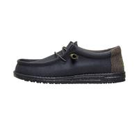 HEYDUDE - Wally Waxed Casual para Hombre - Zapatos Casuales sin Cordones - Estilo mocasín, Negro/Negro, 40