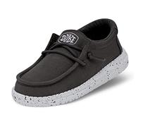 HEYDUDE Wally Youth Slub Canvas Moccasin Dark Grey, 36 EU, Gris Oscuro, 36 EU