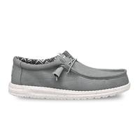 HEYDUDE Wally - Zapatos casuales de lona elástica para hombre, Franela gris/blanco hueso, 41 EU
