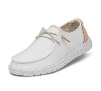 HEYDUDE Wendy Chambray Moc Toe Shoes, Beige, 40 EU