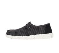 HEYDUDE Wendy Stretch Sox - Mocasines sin cordones para mujer, malla elástica ligera, fáciles de calzar, cordones elásticos, ajuste similar al calcetín, Negro/Blanco, 40 EU