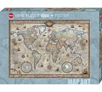 Heye HY29871 Puzzles Map Art, 1000 Pc-Retro World
