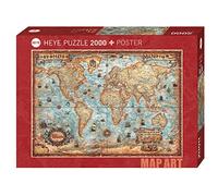 Heye Mapa de The World Standart 2000 Piezas (Incluye póster), Color marrón (KV&H Verlag GmbH 29845)