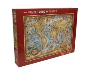 Heye Mapa de The World Standart 2000 Piezas (Incluye póster), Color marrón (KV&H Verlag GmbH 29845)