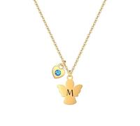 HEYEJET Cadena con ángel de la guarda y nombre inicial en oro, ideas de cumpleaños, día de la madre, Navidad, regalos para mujeres, niñas, mejor amiga, collar de ángel de la guarda, One Size, Metal