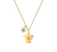 HEYEJET Cadena con ángel de la guarda y nombre inicial en oro, ideas de cumpleaños, día de la madre, Navidad, regalos para mujeres, niñas, mejor amiga, collar de ángel de la guarda, One Size, Metal