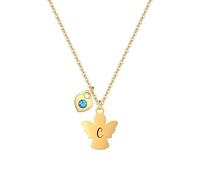 HEYEJET Cadena con ángel de la guarda y nombre inicial en oro, ideas de cumpleaños, día de la madre, Navidad, regalos para mujeres, niñas, mejor amiga, collar de ángel de la guarda, One Size, Metal