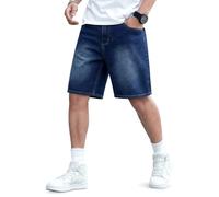 Heyfanee Pantalones cortos para hombre, pantalones vaqueros holgados, pantalones de verano para hombres con bolsillos, Azul Oscuro 4503, 32W