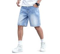 Heyfanee Pantalones cortos para hombre, pantalones vaqueros holgados, pantalones de verano para hombres con bolsillos, Azul Claro Lavado 4503, 36W