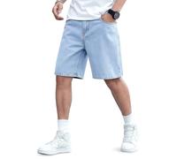 Heyfanee Pantalones cortos para hombre, pantalones vaqueros holgados, pantalones de verano para hombres con bolsillos, Azul Claro 4503, 34W